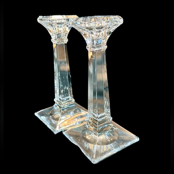 Heisey Glass Crystal Candle Sticks, Holders “Aristocratic Clear” 1909-1930s (2) - Picture 4 of 9